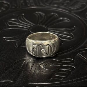 Chrome Hearts Seal Stamp CZ Pave 925 Silver Ring Size 9.5